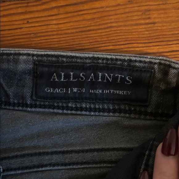 All Saints Dark Gray Low Waisted Skinny Jeans - Picture 2 of 4